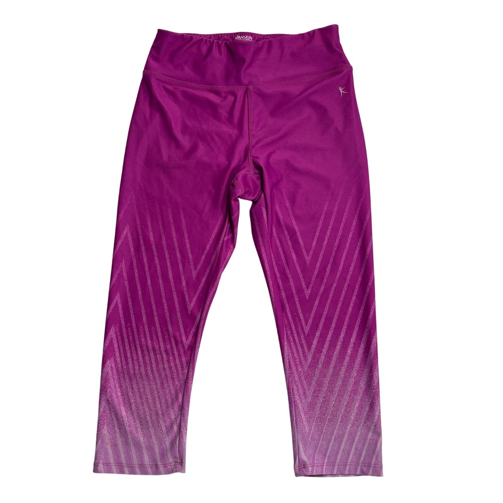 Danskin Now Leggings Women XS Purple Chevron Ombre Dri-More Activewear DNL26111